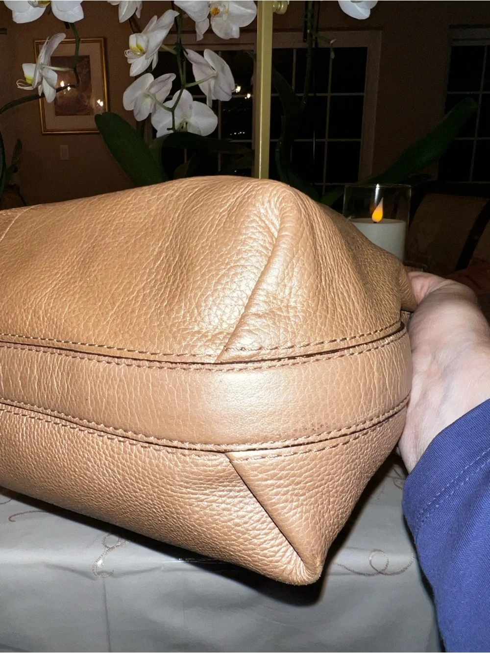 Coach Penelope Pebbled Leather Hobo Shoulder Bag | Metallic Bronze Leather | Lar